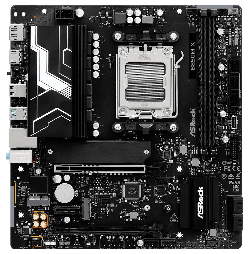 ASRock B850M-X Mainboard Sockel (PC) AMD® AM5 Formfaktor (Details) Micro-ATX Mainboard-Chipsatz AMD® B850