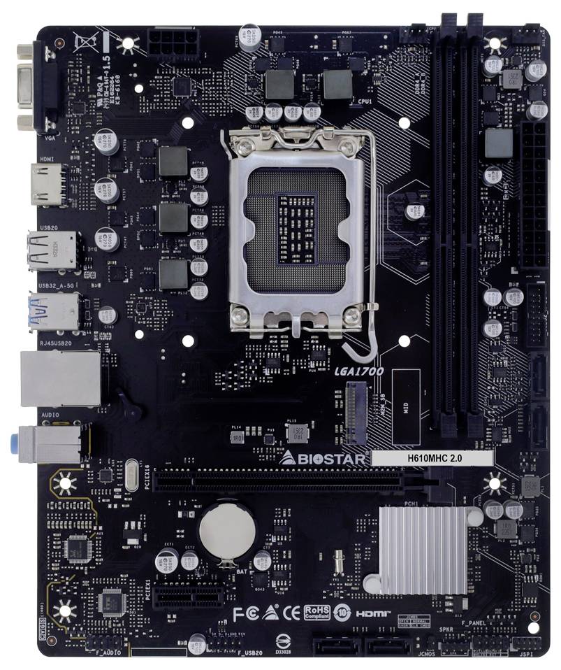 BioStar H610MHC Mainboard Sockel (PC) Intel® LGA 1700 Formfaktor (Details) Micro-ATX Mainboard-Chipsatz Intel® H610