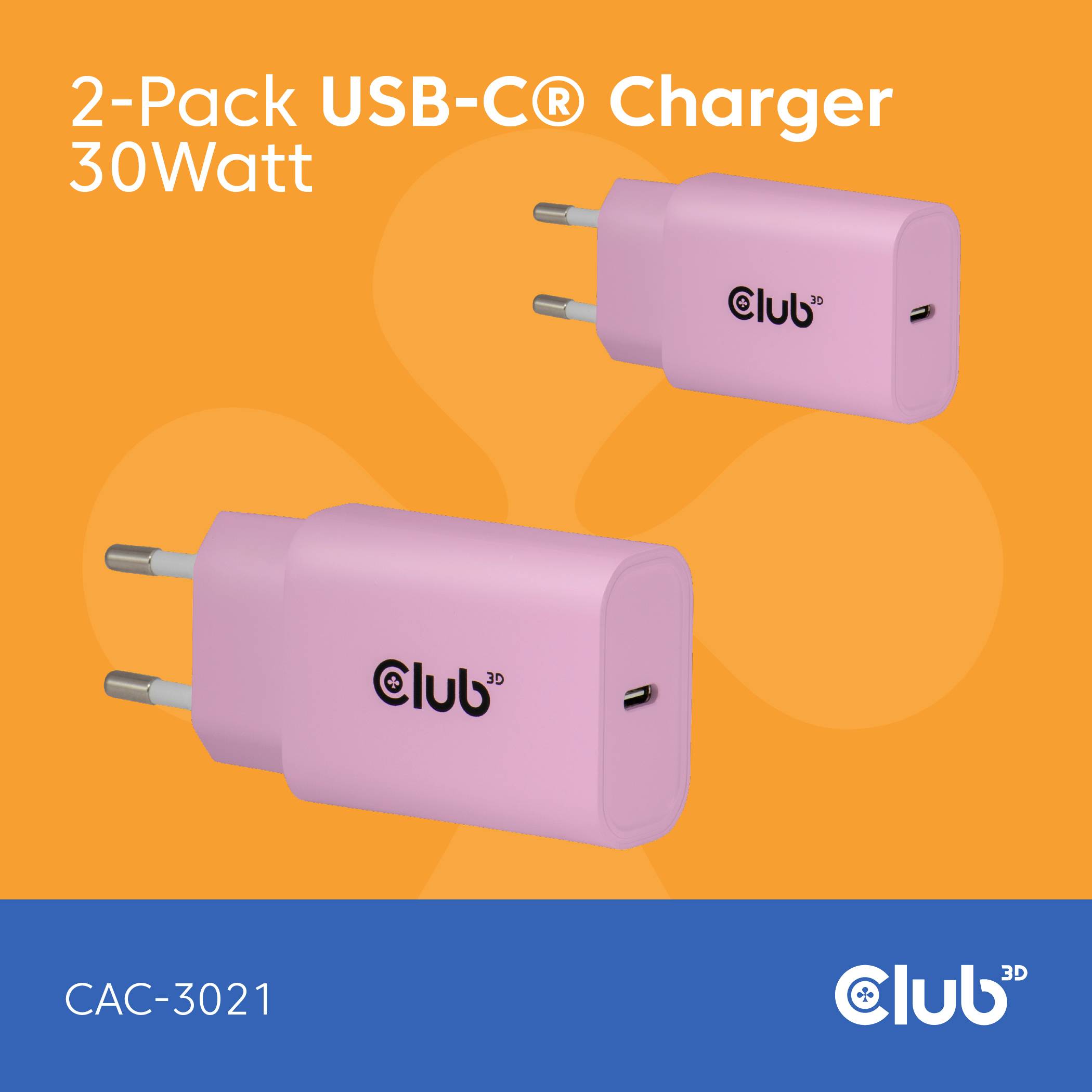 club3D CAC-3021 USB Ladegerät 30 W Pink Innenbereich