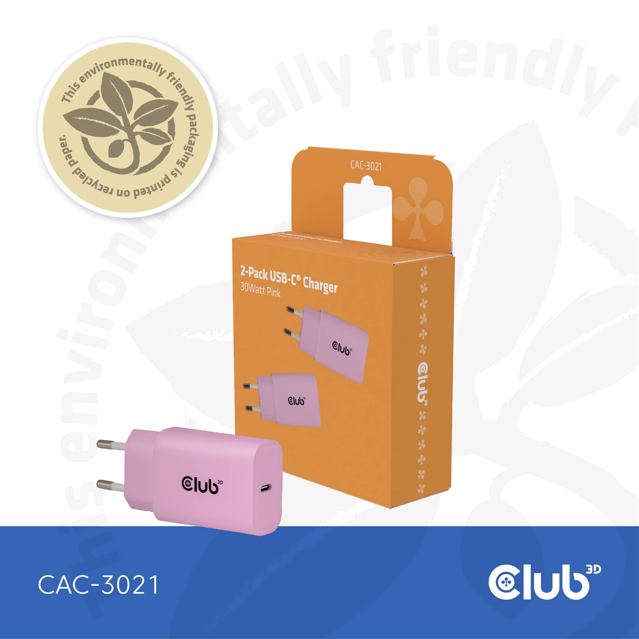 Club3D CAC-3021 USB Ladegerät 30W Pink Innenbereich