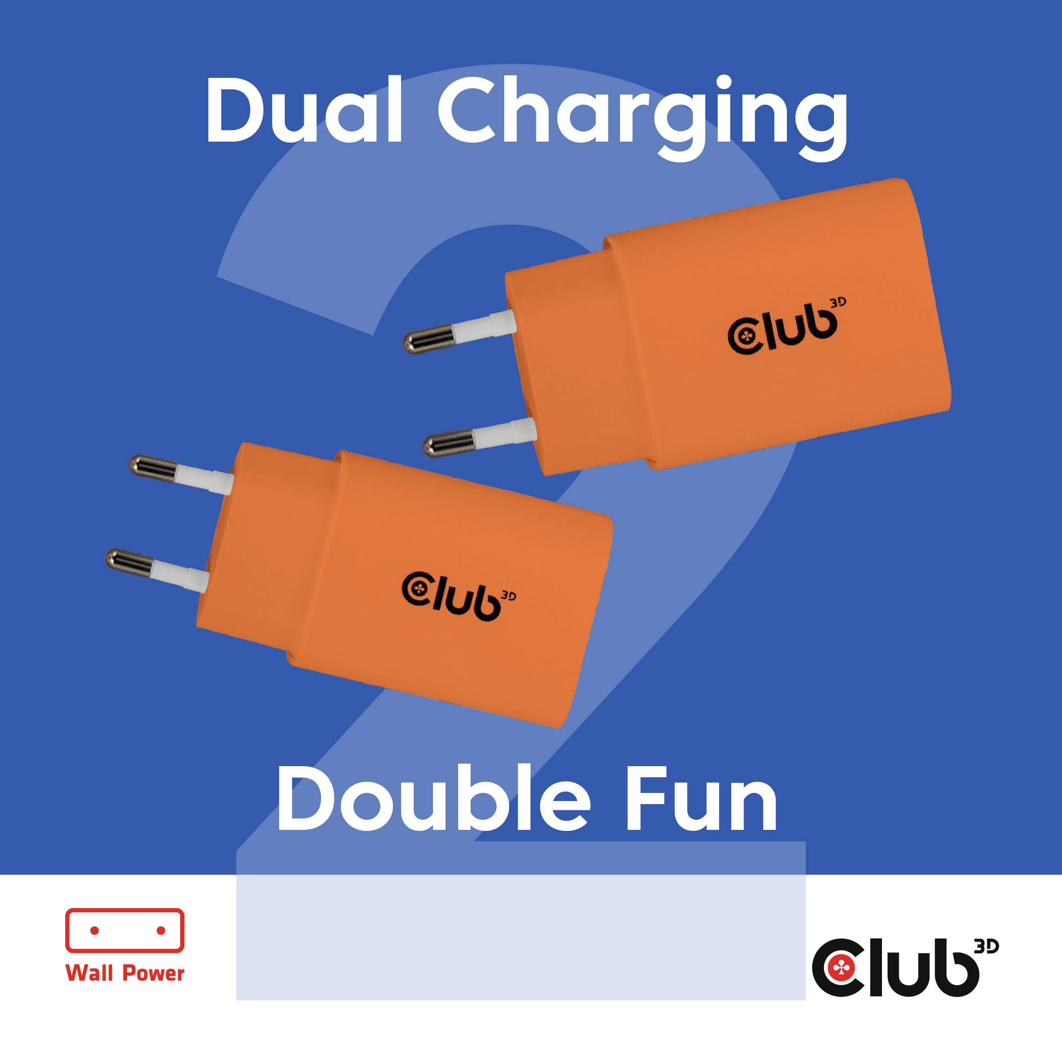 Club3D CAC-3023 USB Ladegerät 30W Orange Innenbereich