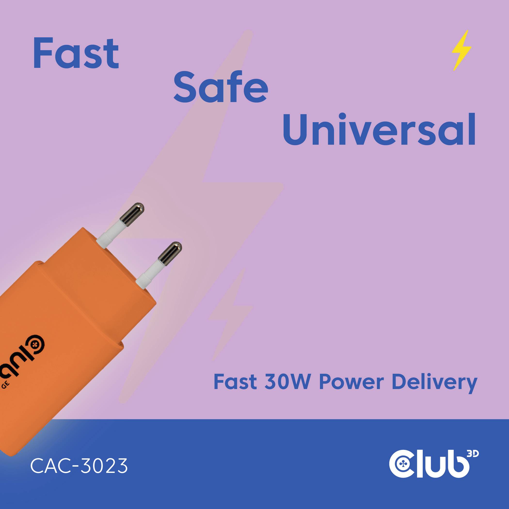 Club3D CAC-3023 USB Ladegerät 30W Orange Innenbereich