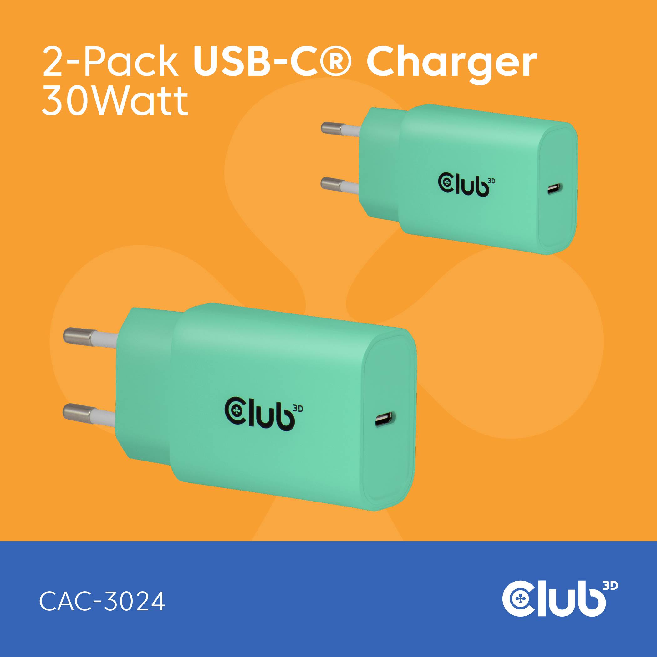 club3D CAC-3024 USB Ladegerät 30 W Grün Innenbereich