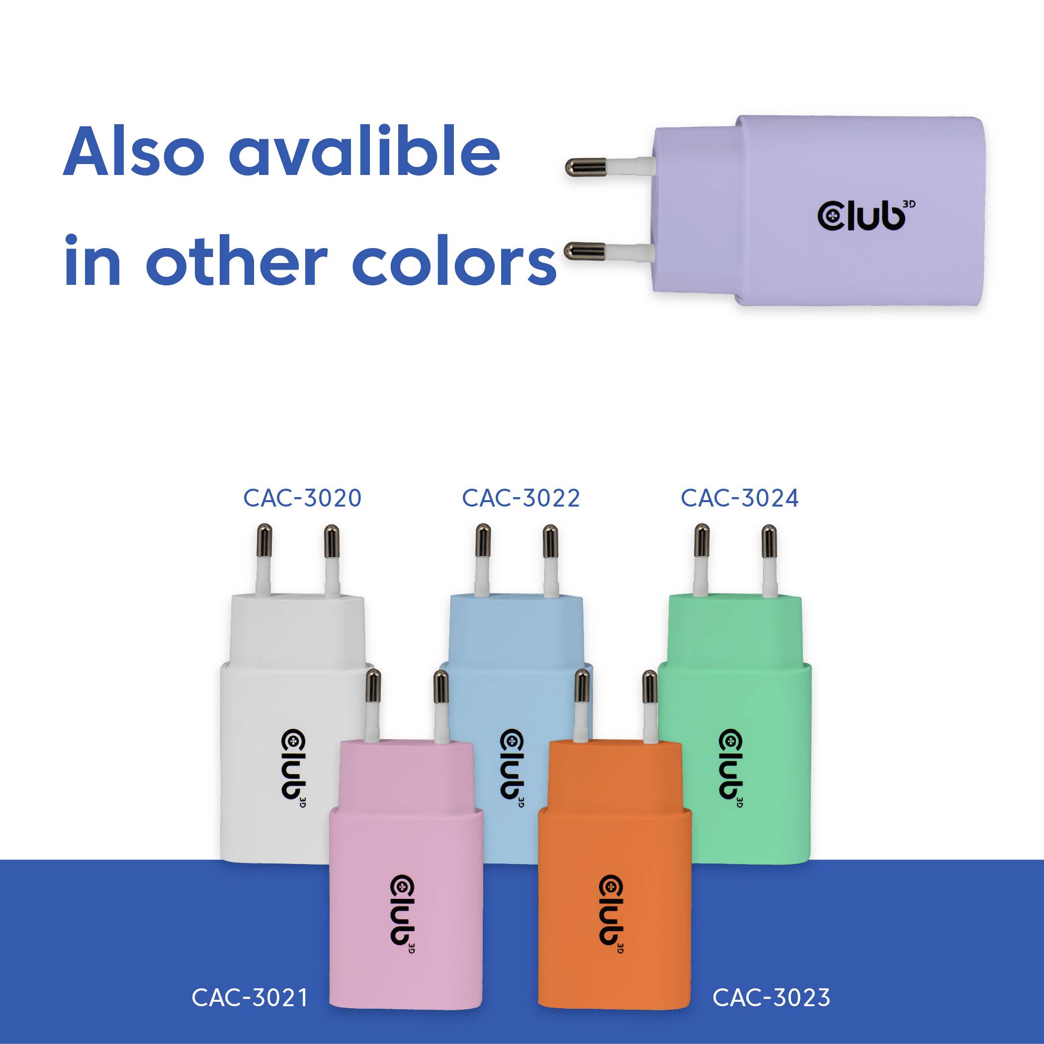 Club3D CAC-3025 USB Ladegerät 30W Lila Innenbereich