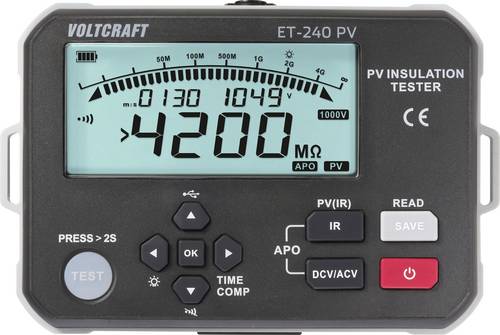 VOLTCRAFT ET-240 PV Isolationsmessgerät 125 V, 250 V, 500 V, 1000 V 4000 MΩ