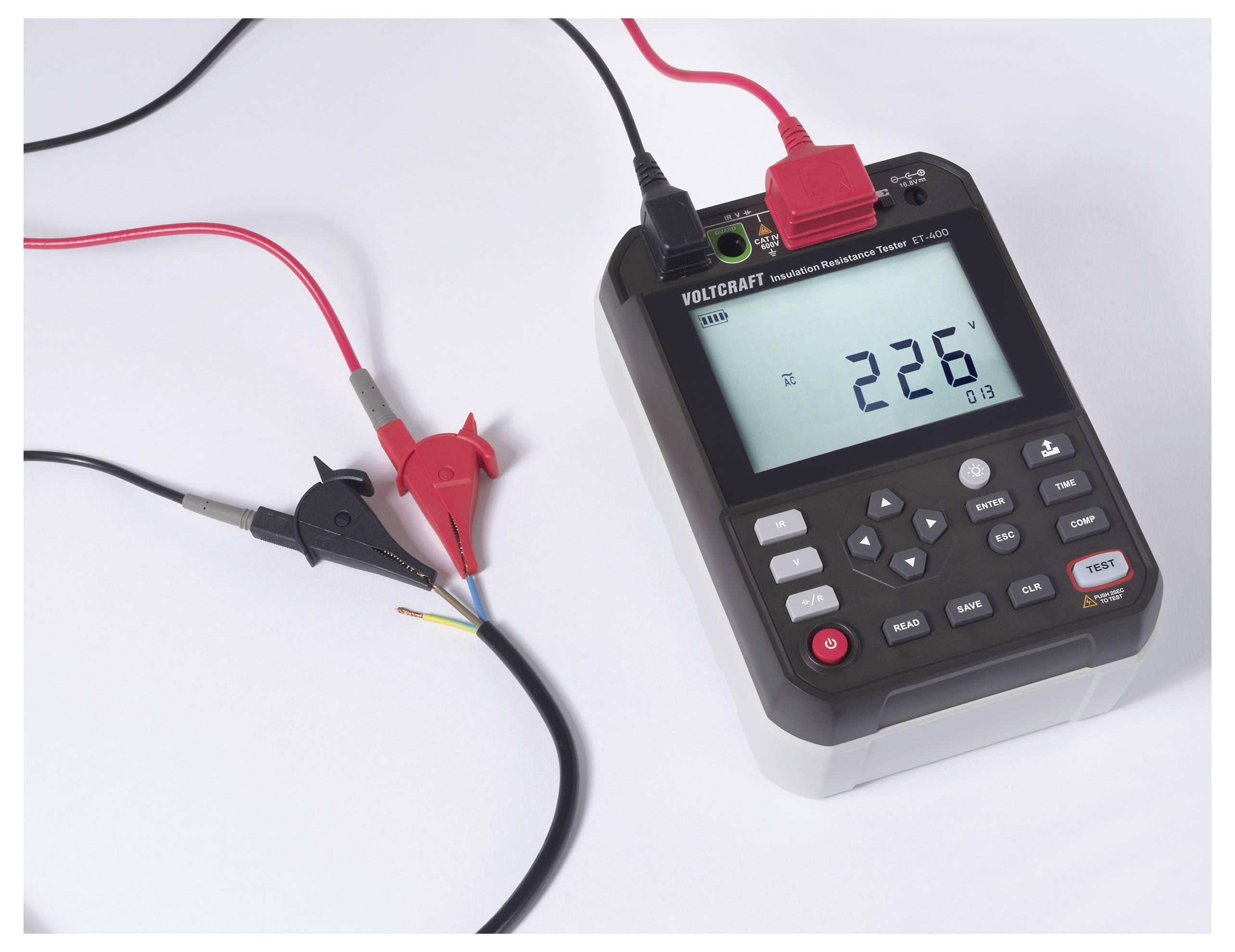 VOLTCRAFT ET-400 Isolationsmessgerät 250 V, 500 V, 1000 V, 2500V 2.5 TΩ