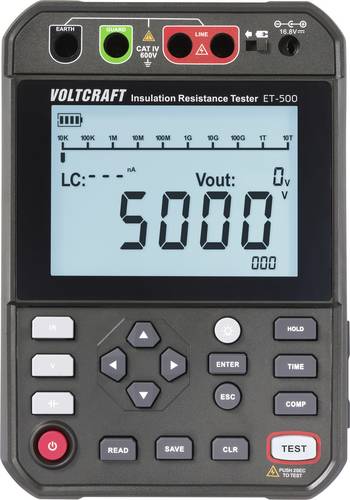VOLTCRAFT ET-500 Isolationsmessgerät 250 V, 500 V, 1000 V, 2500 V, 5000 V 5.0 TΩ
