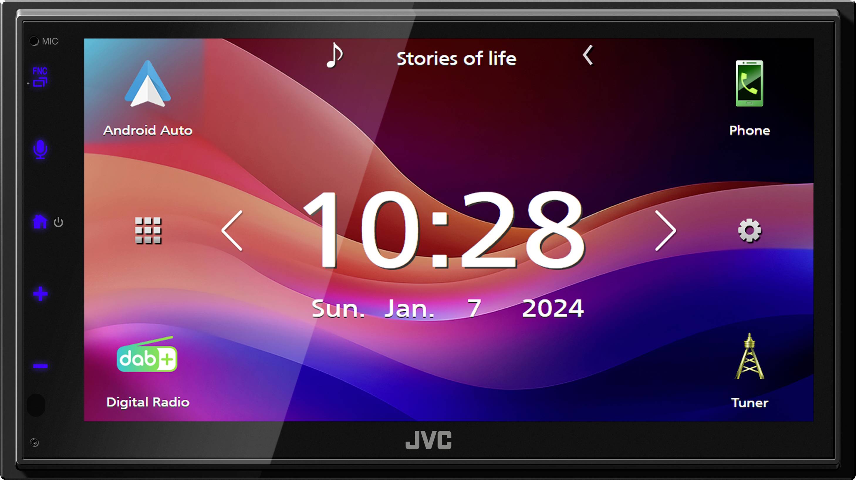 JVC Doppel-DIN Moniceiver Apple CarPlay, Android Auto™, Anschluss für Rückfahrkamera, DAB+ Tuner, Bluetooth®-Freisprecheinrichtung