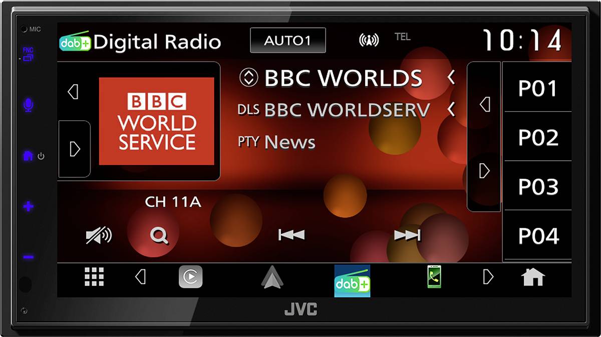JVC Doppel-DIN Moniceiver Android Auto™, Apple CarPlay, Anschluss für Rückfahrkamera, DAB+ Tuner, inkl. Fernbedienung