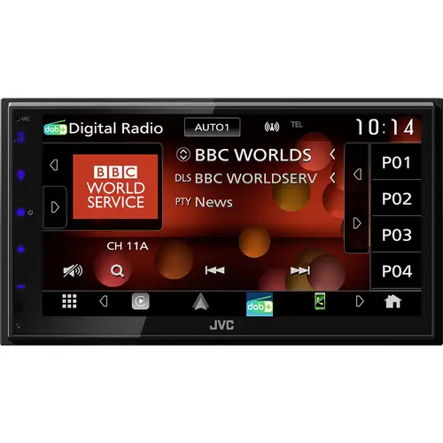JVC Doppel-DIN Moniceiver Android Auto™, Apple CarPlay, Anschluss für Rückfahrkamera, DAB+ Tuner, inkl. Fernbedienung JVC Doppel-DIN Moniceiver Android Auto™, Apple CarPlay, Anschluss für Rückfahrkamera, DAB+ Tuner, inkl. Fernbedienung