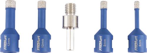 FRITZFURT 1191-3142 Diamantbohrer-Set 5teilig 6 mm, 8 mm, 10 mm, 12 mm Gesamtlänge 140 mm 1 Set