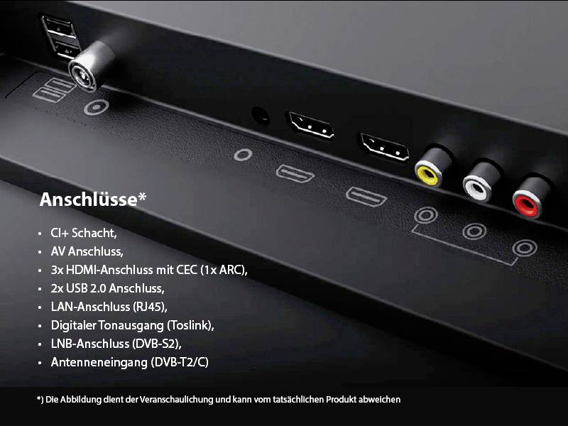 Dyon Ultimax 32H-TI-W LED-TV 80cm 32 Zoll EEK F (A - G) DVB-C, DVB-S2, DVB-T, DVB-T2, HD ready, Smart TV, WLAN Schwarz