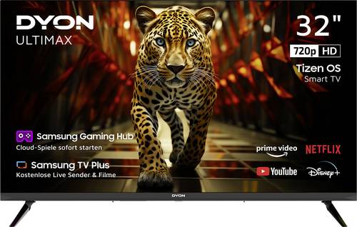 Dyon Ultimax 32H-TI-W LED-TV 80cm 32 Zoll EEK F (A - G) DVB-C, DVB-S2, DVB-T, DVB-T2, HD ready, Smart TV, WLAN Schwarz