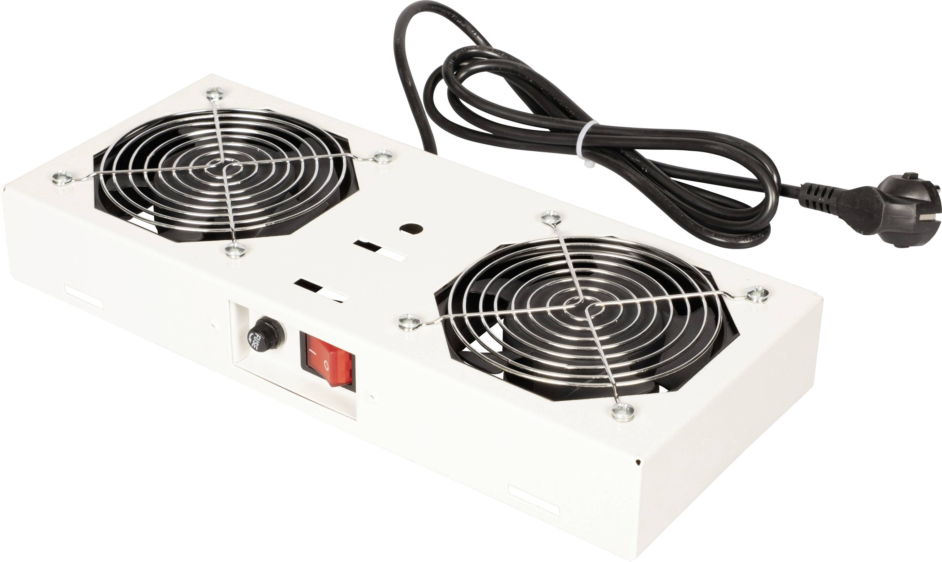 Roline 26.21.0294 19 Zoll 2 x Netzwerkschrank-Einbaulüfter 1 HE mit Schalter Grau (RAL 7035)