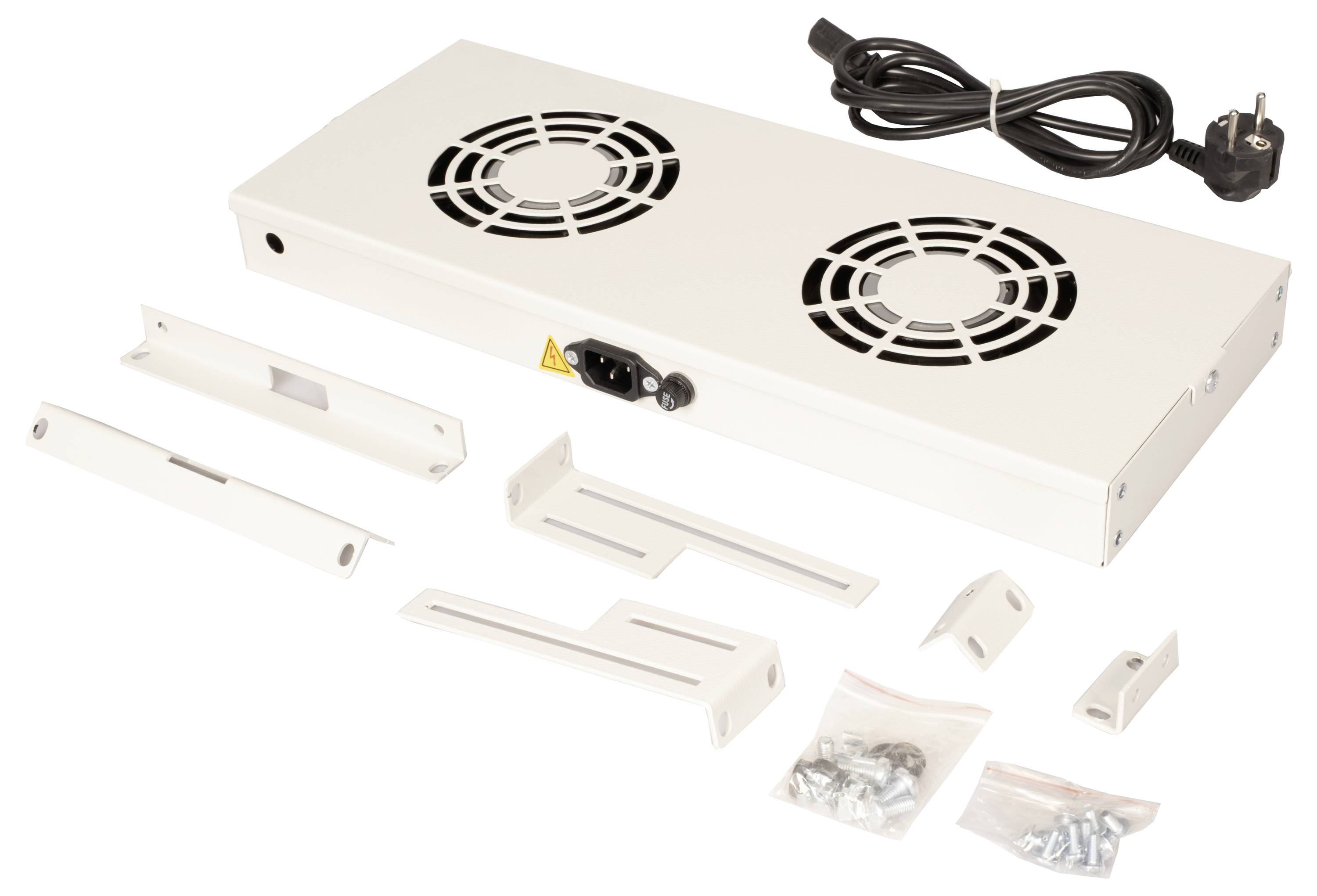 Roline 26.21.0303 19 Zoll 2 x Netzwerkschrank-Einbaulüfter 1 HE mit Schalter Grau (RAL 7035)