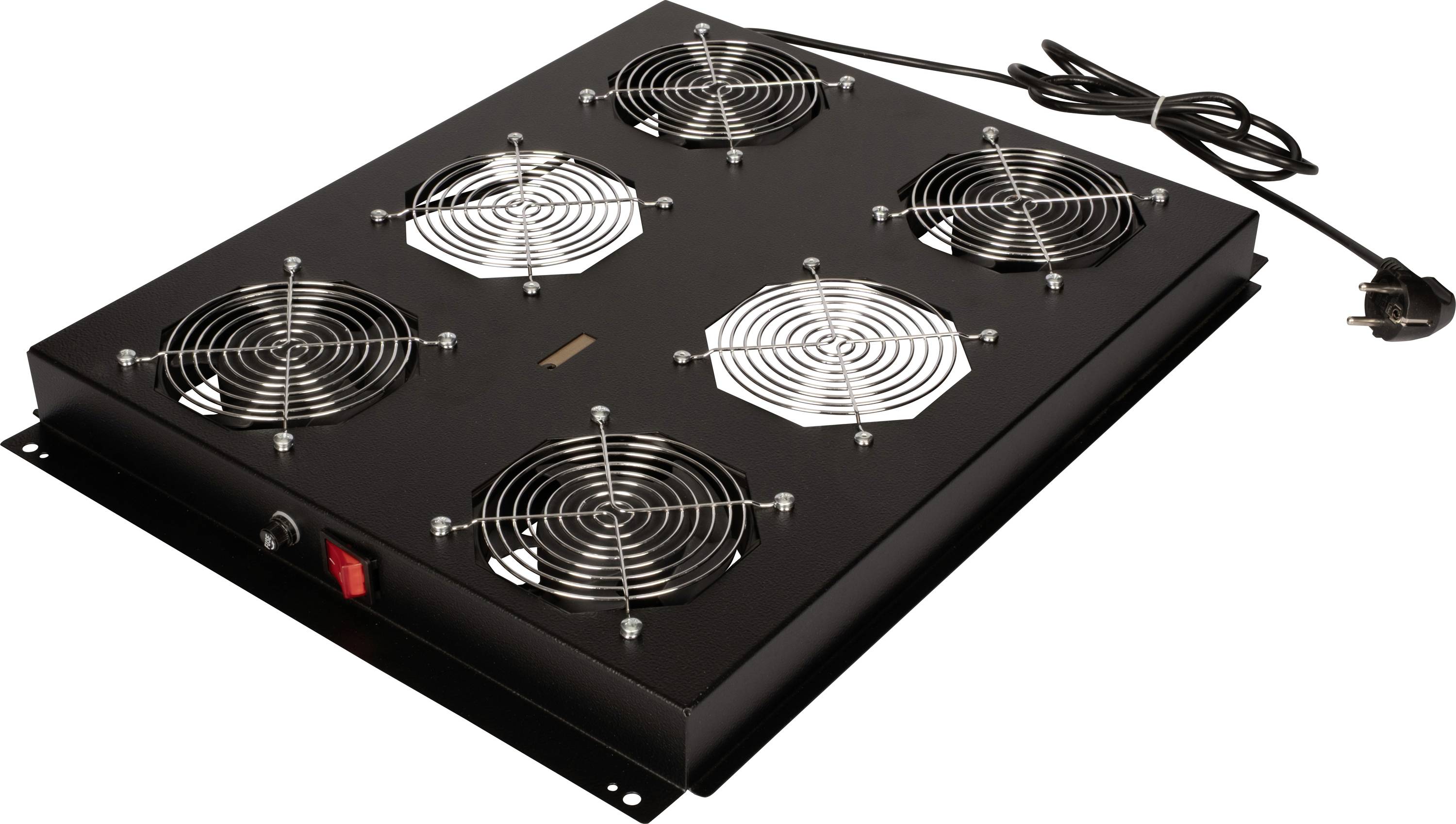 Roline 26.21.0308 19 Zoll 4 x Netzwerkschrank-Einbaulüfter 1 HE mit Schalter Schwarz (RAL 9005)