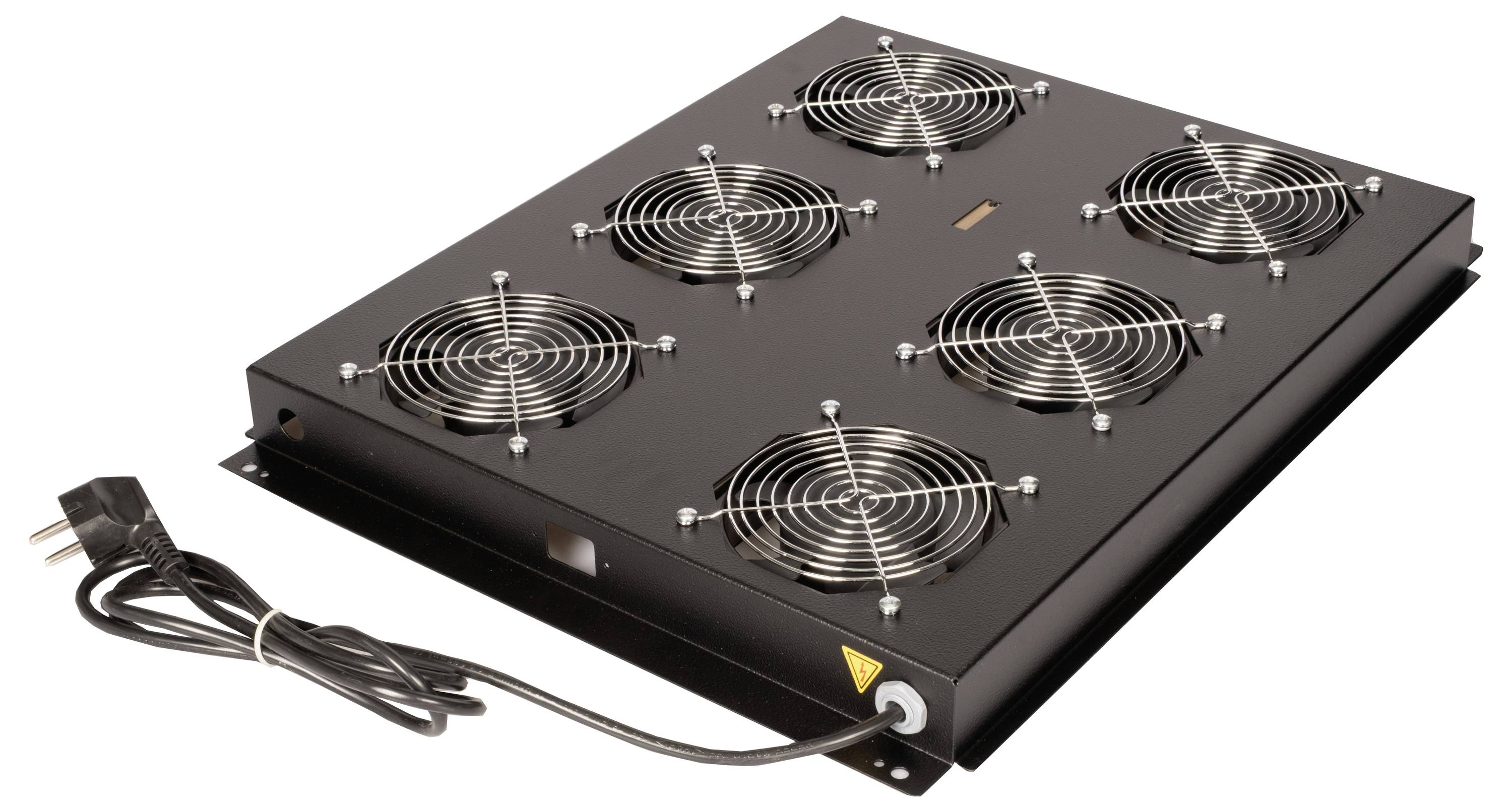 Roline 26.21.0310 19 Zoll 6 x Netzwerkschrank-Einbaulüfter 1 HE mit Schalter Schwarz (RAL 9005)