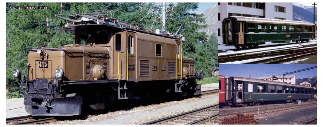 KATO K10-1987 N Personenzug mit Ge 6/6 I Krokodil + 4x EW I der RhB