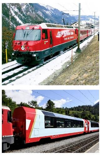 KATO K10-2026 N Glacier Express Ge 4/4 III + 2 Personenwagen der RhB