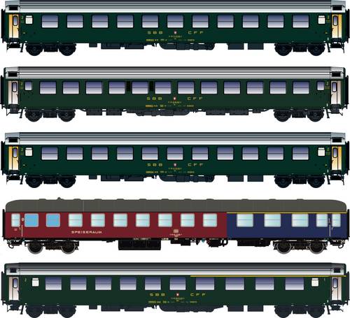 LS Models LS97032 HO 5er-Set Personenwagen D568 der SBB