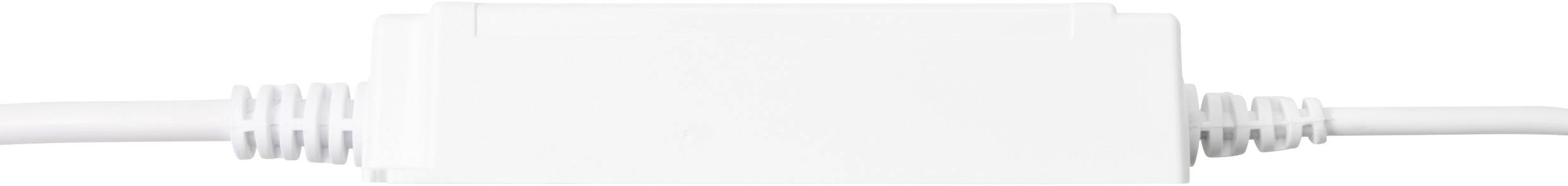 Ein weißer Inline-Netzschalter mit Kabeln, die von beiden Enden abstehen, der üblicherweise bei elektrischen Geräten verwendet wird.