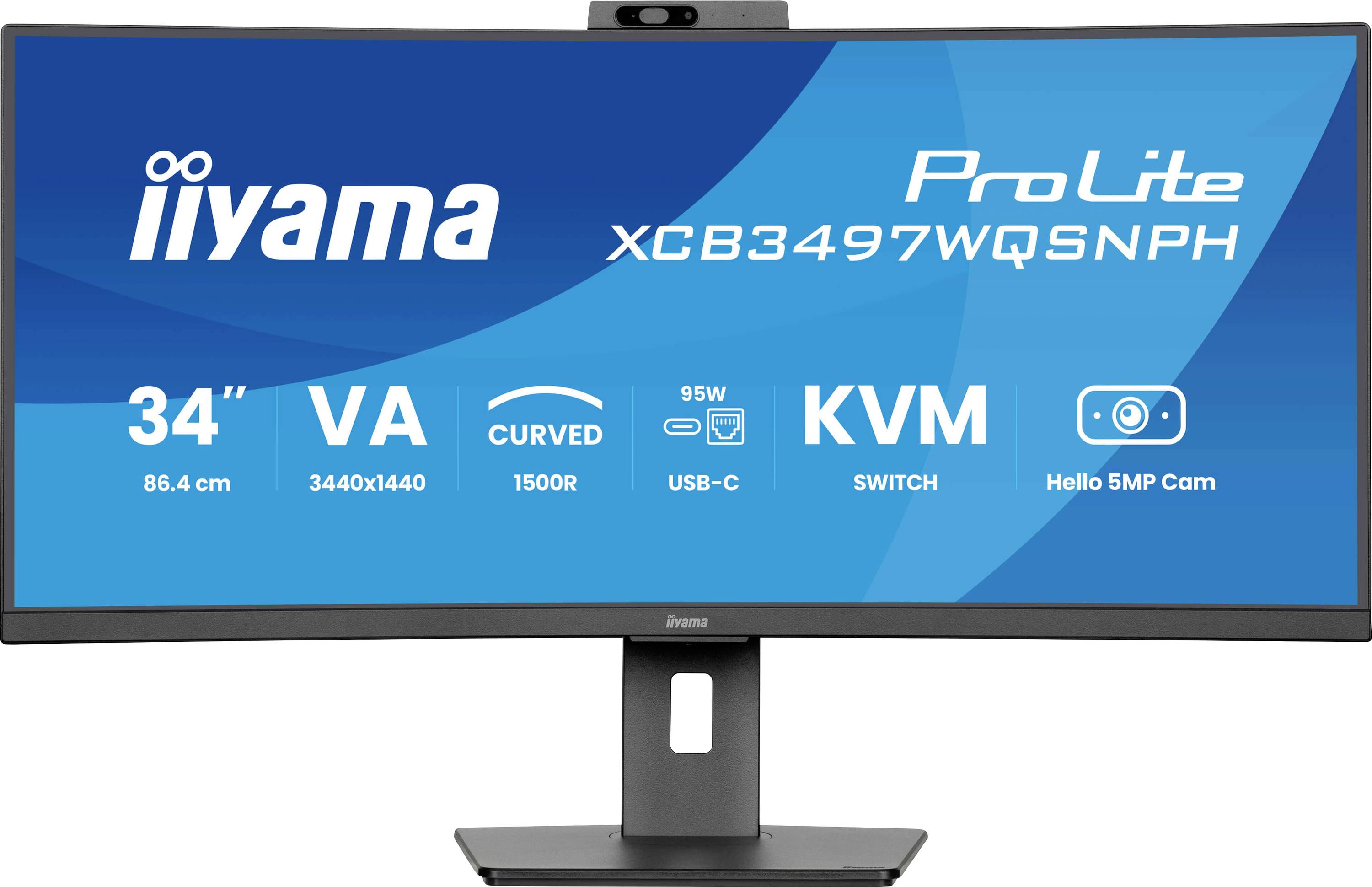 Iiyama XCB3497WQSNPH-B1 LED-Monitor EEK F (A - G) 86.4 cm (34 Zoll) 3440 x 1440 Pixel 21:9 0.4 ms VA LED