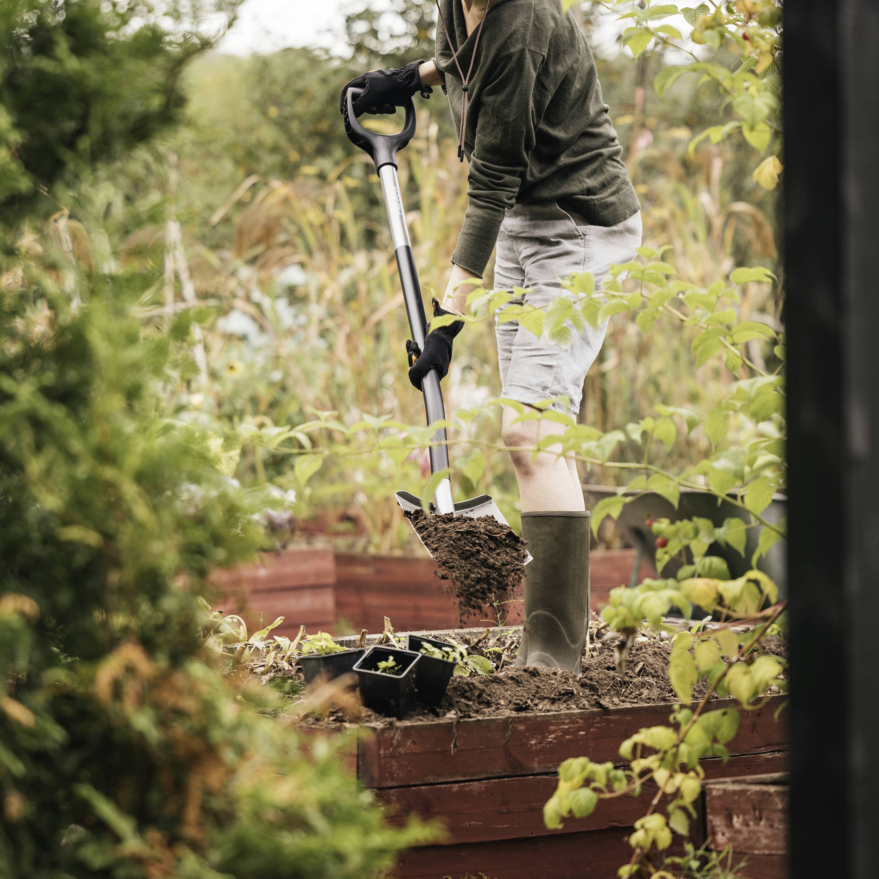 Fiskars 1066710 Spaten Arbeitsbreite 193mm D-Griff