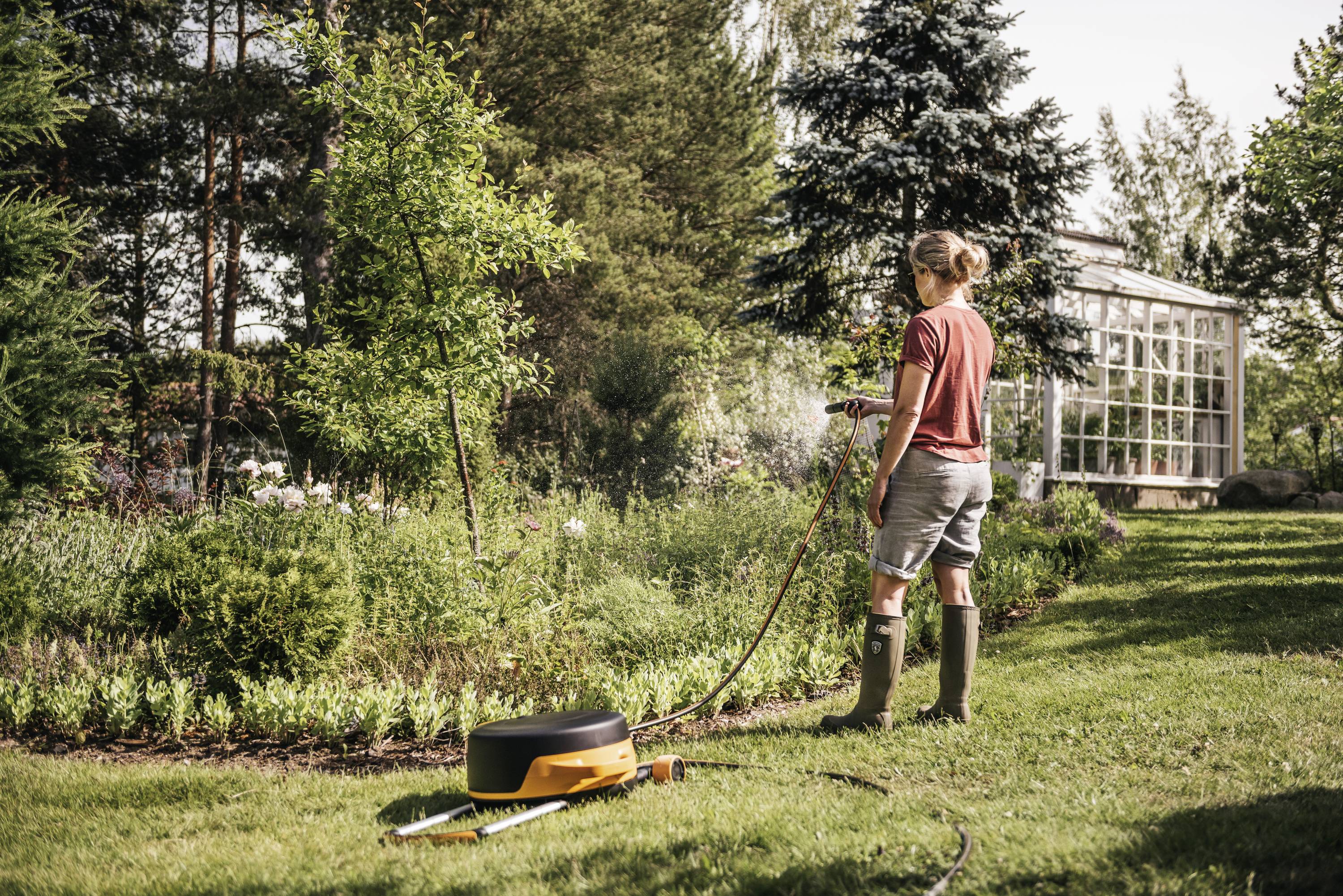 Fiskars 1067548 X-Series™ Waterwheel XL Schlauchwagen 13mm 27m 1/2 Zoll 1 St. Schwarz, Orange