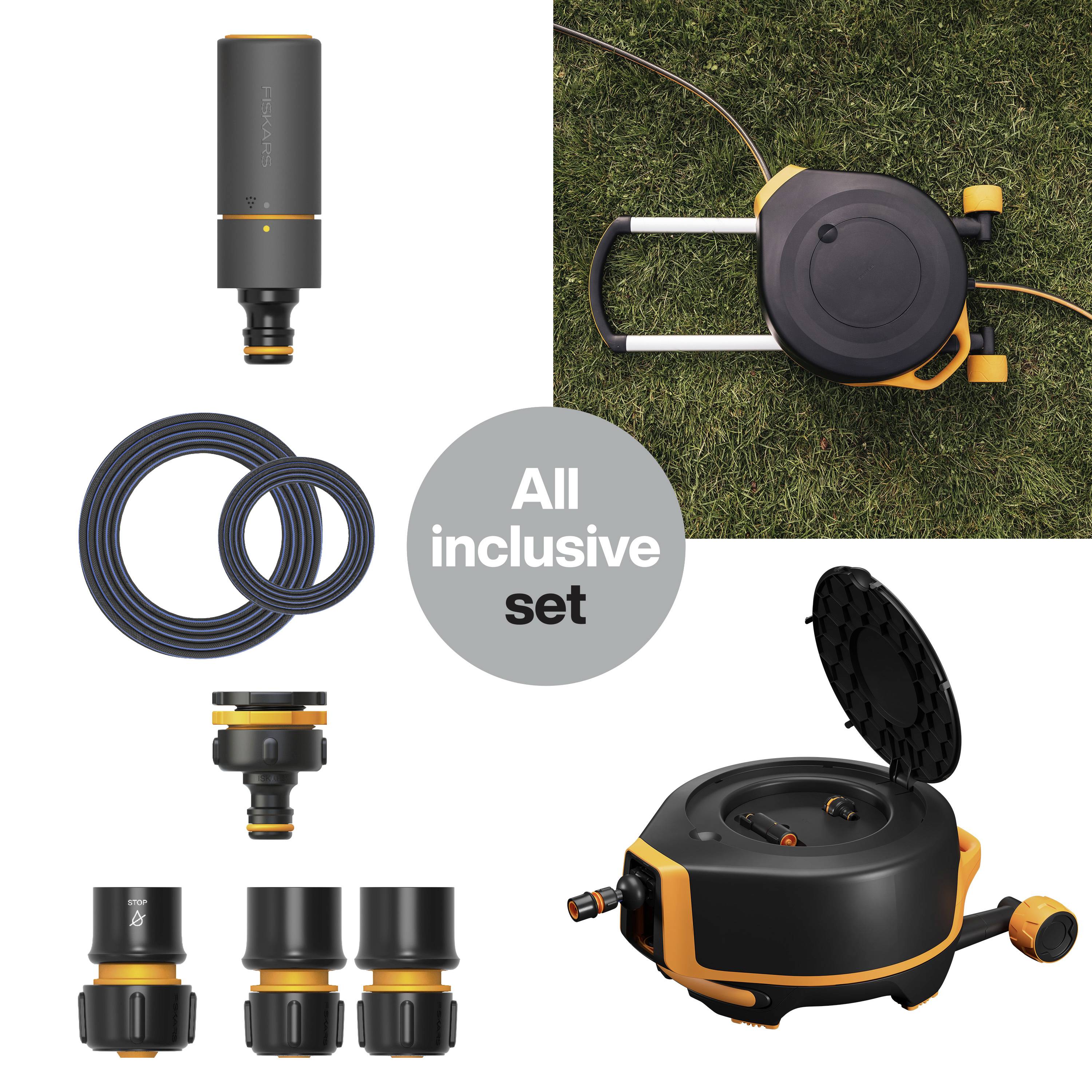 Fiskars 1067548 X-Series™ Waterwheel XL Schlauchwagen 13mm 27m 1/2 Zoll 1 St. Schwarz, Orange