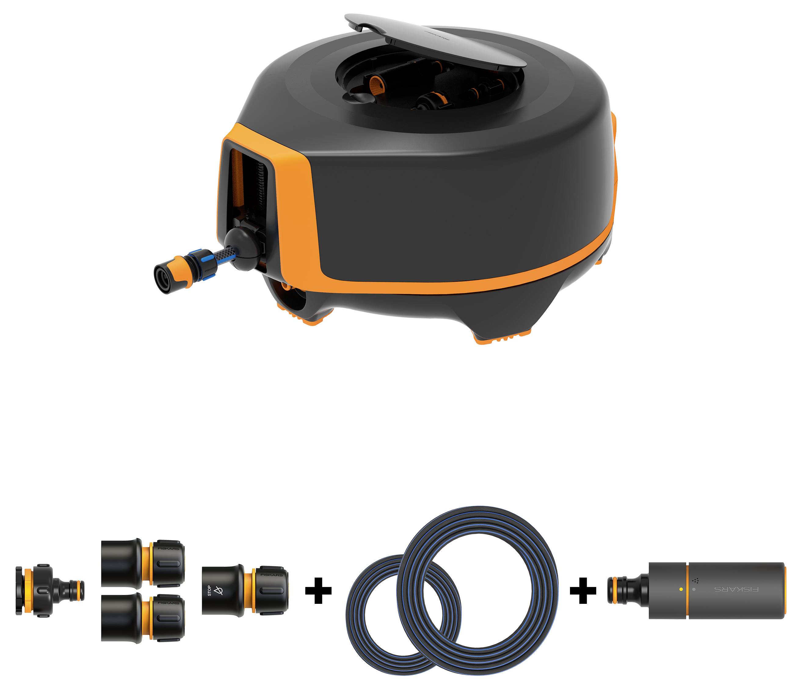 Fiskars 1067549 X-Series™ Waterwheel XL Schlauchtrommel 13mm 25m 1/2 Zoll 1 St. Schwarz, Orange