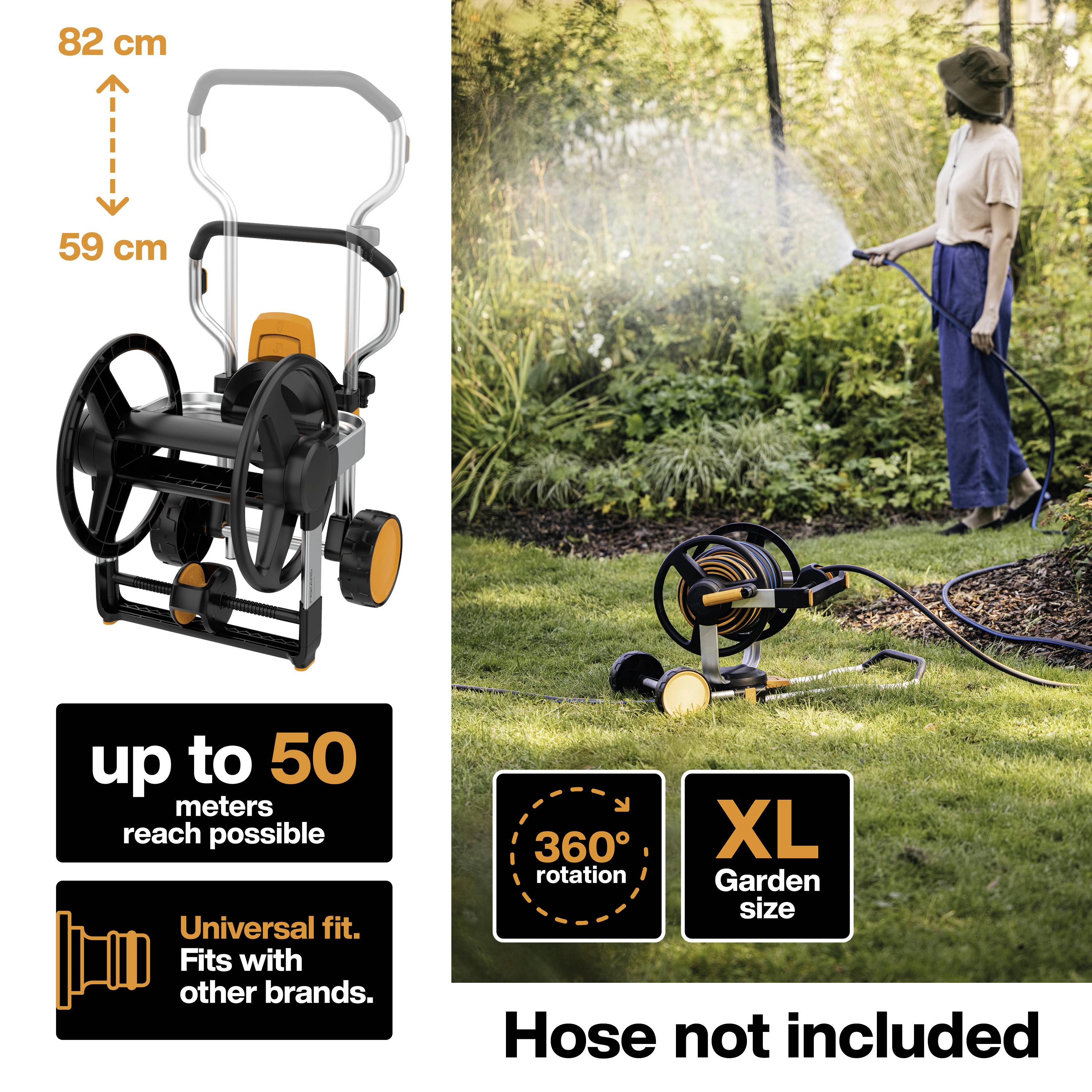 Fiskars 1062257 Schlauchwagen 1 St. Schwarz, Orange