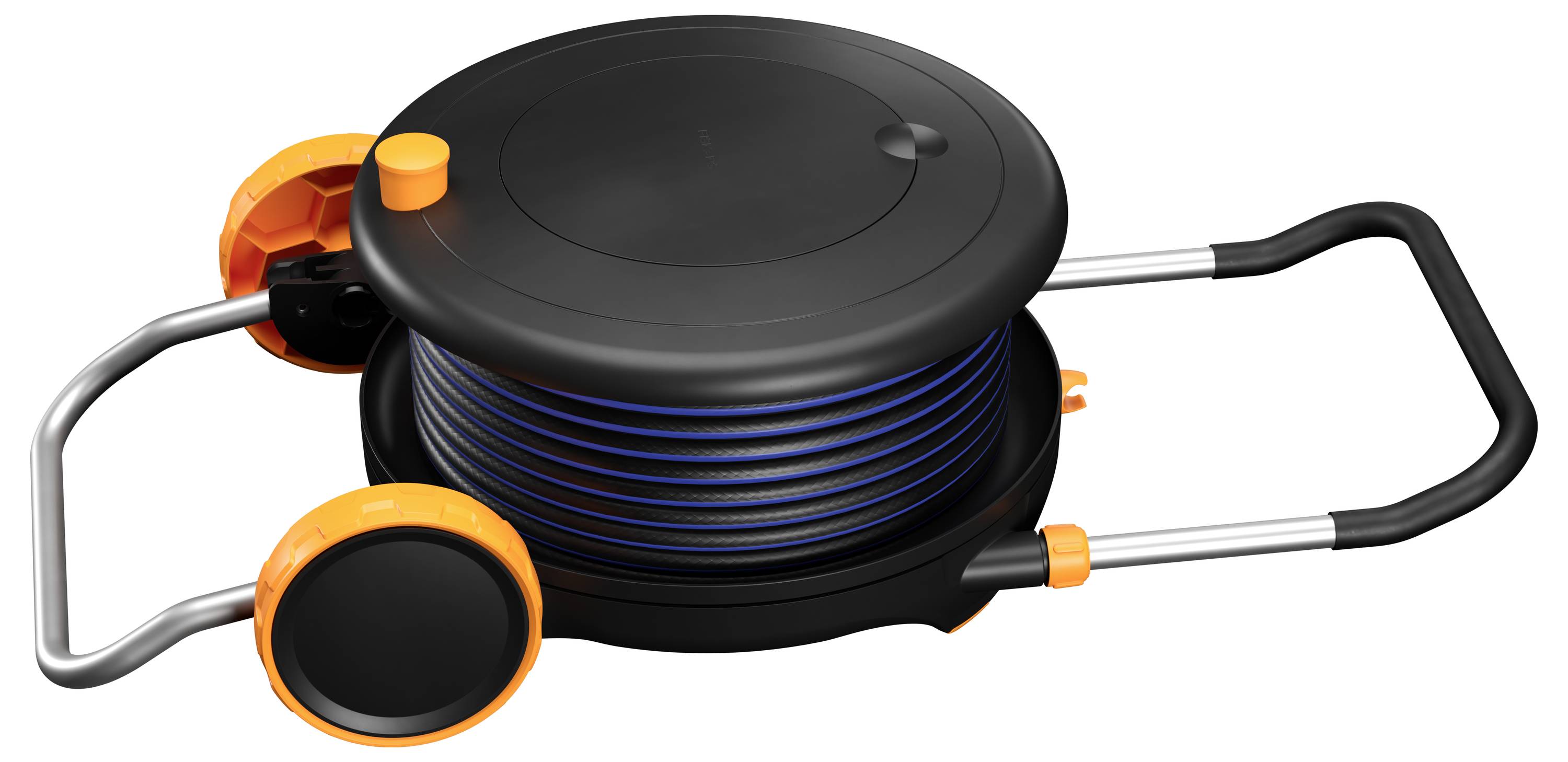 Fiskars 1071639 Comfort Waterwheel Schlauchwagen 13 mm 21.5 m 1/2 Zoll 1 St. Schwarz, Orange