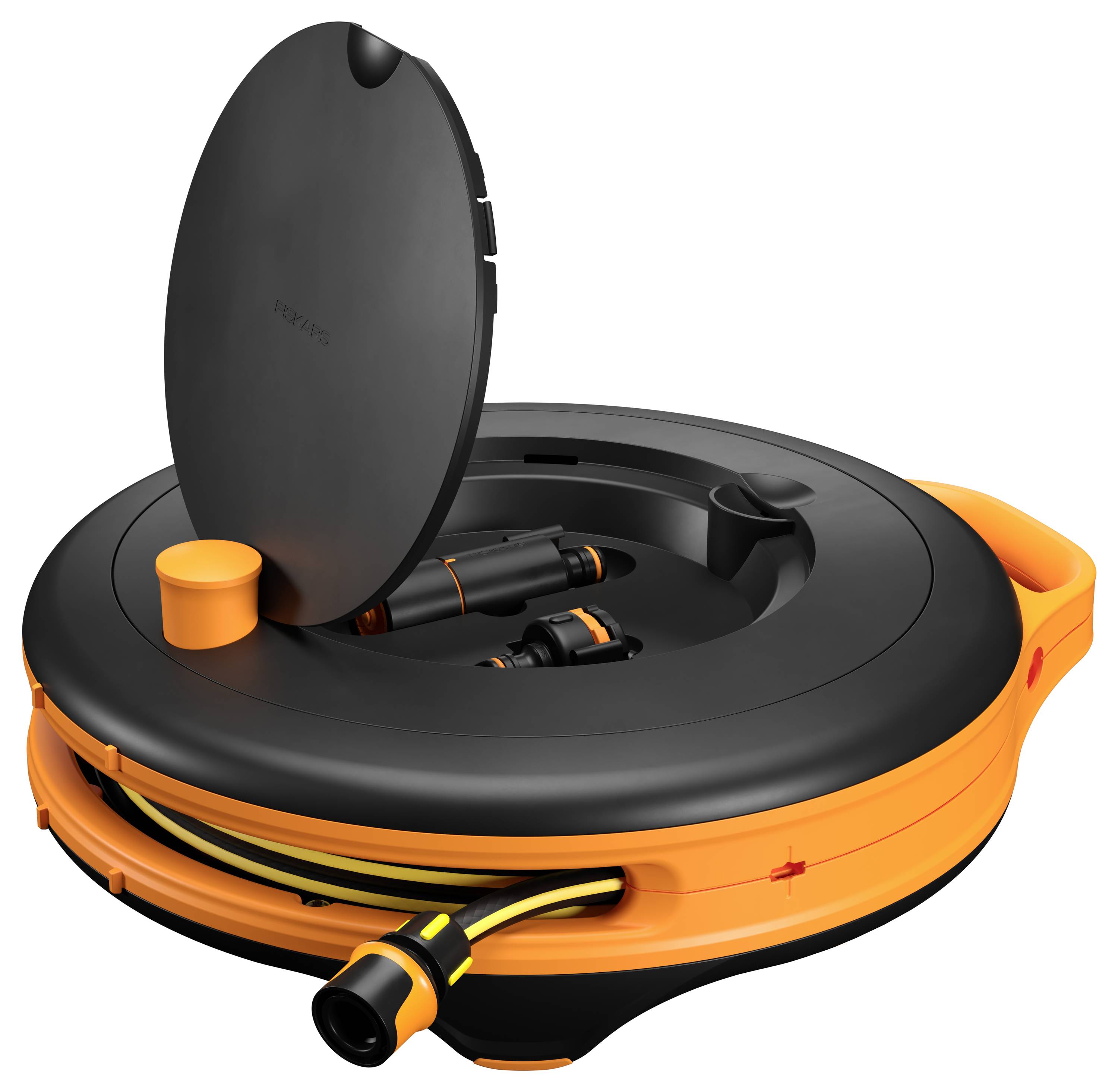 Fiskars 1071660 Comfort Waterwheel Schlauchtrommel 9mm 15m 3/8 Zoll 1 St. Schwarz, Orange