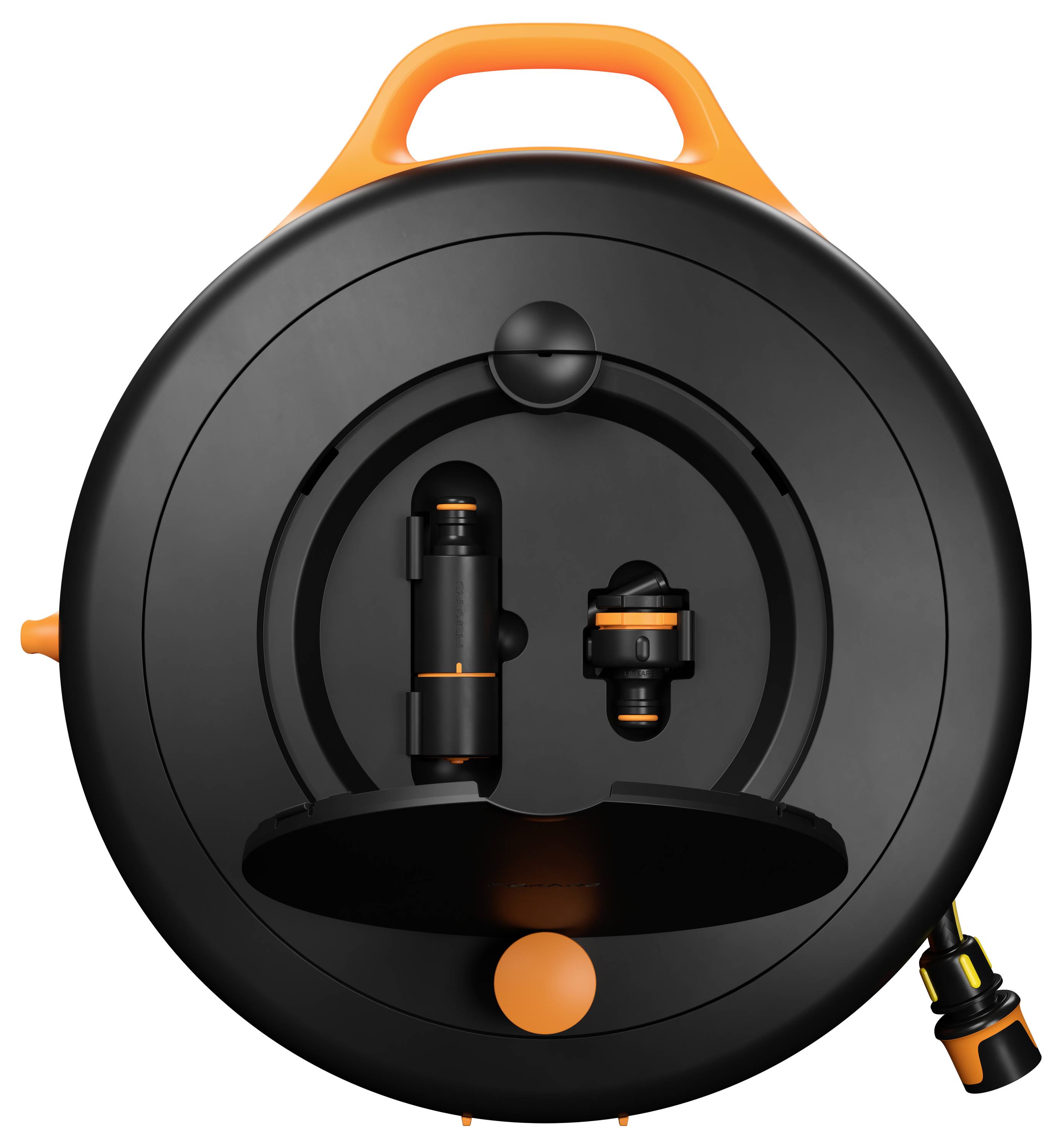 Fiskars 1071660 Comfort Waterwheel Schlauchtrommel 9 mm 15 m 3/8 Zoll 1 St. Schwarz, Orange