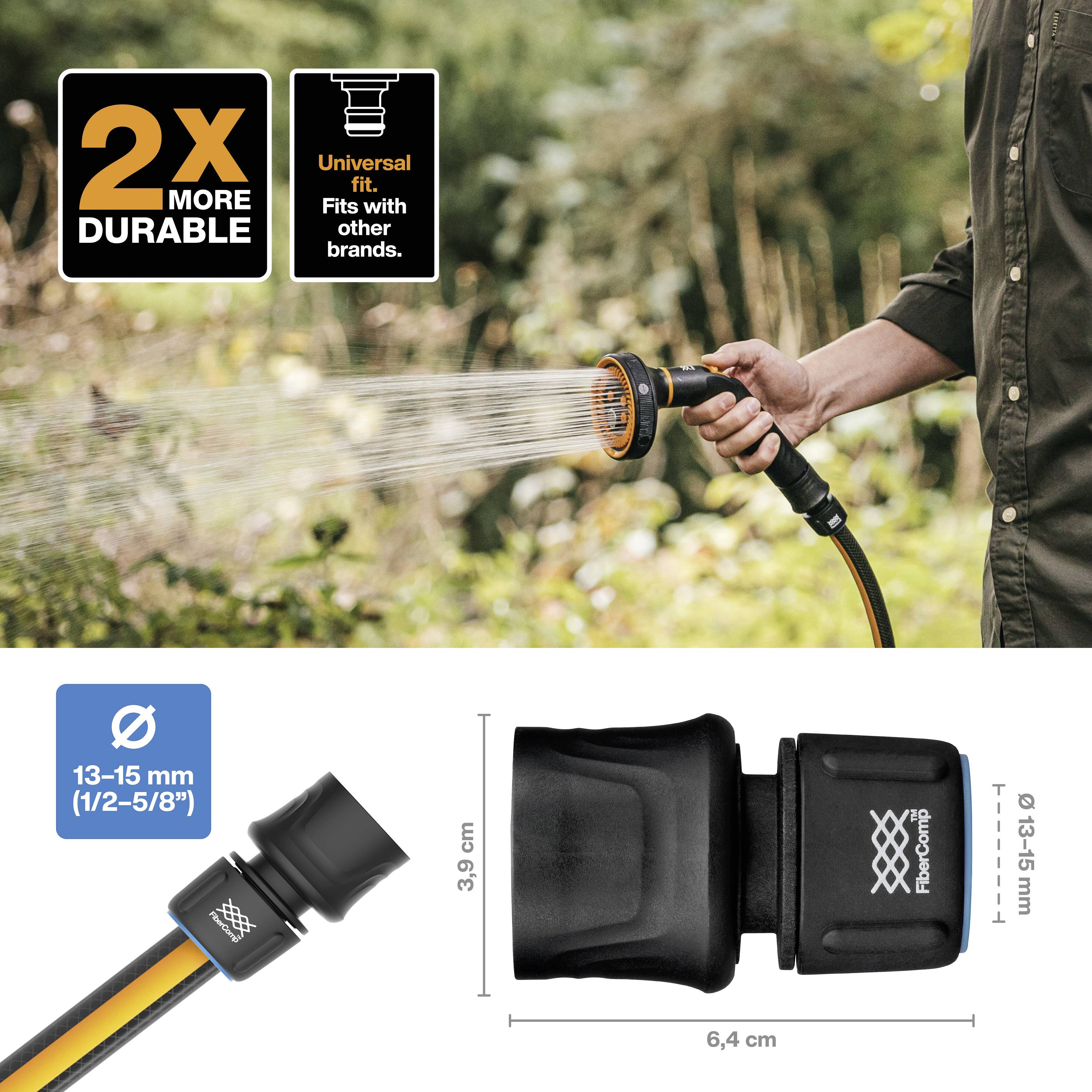 Fiskars 1054786 FiberComp Schlauchanschluss 13mm (1/2") - 15mm (5/8")