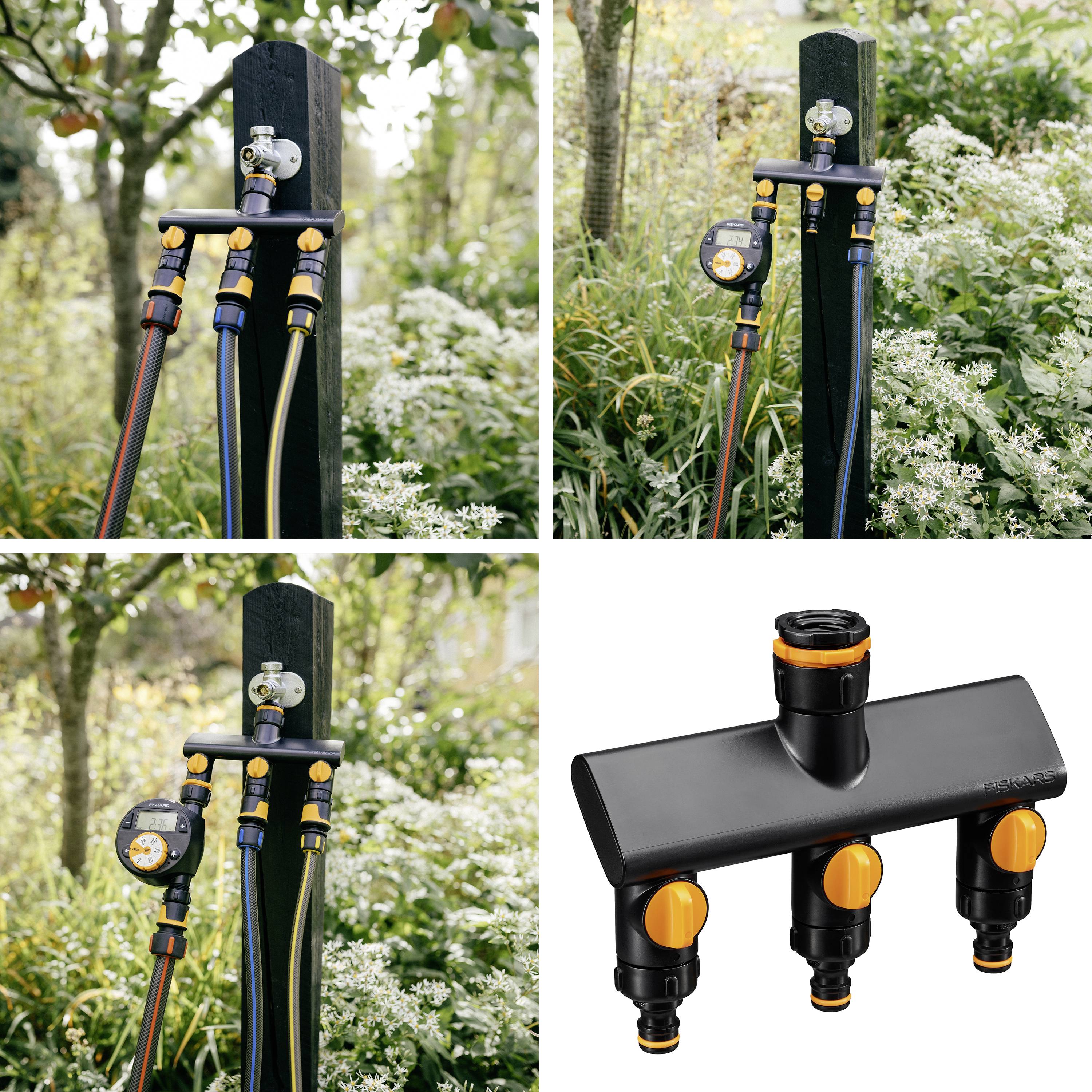 Fiskars 1070578 Comfort 3-Wege-Verteiler mit Regulierventil