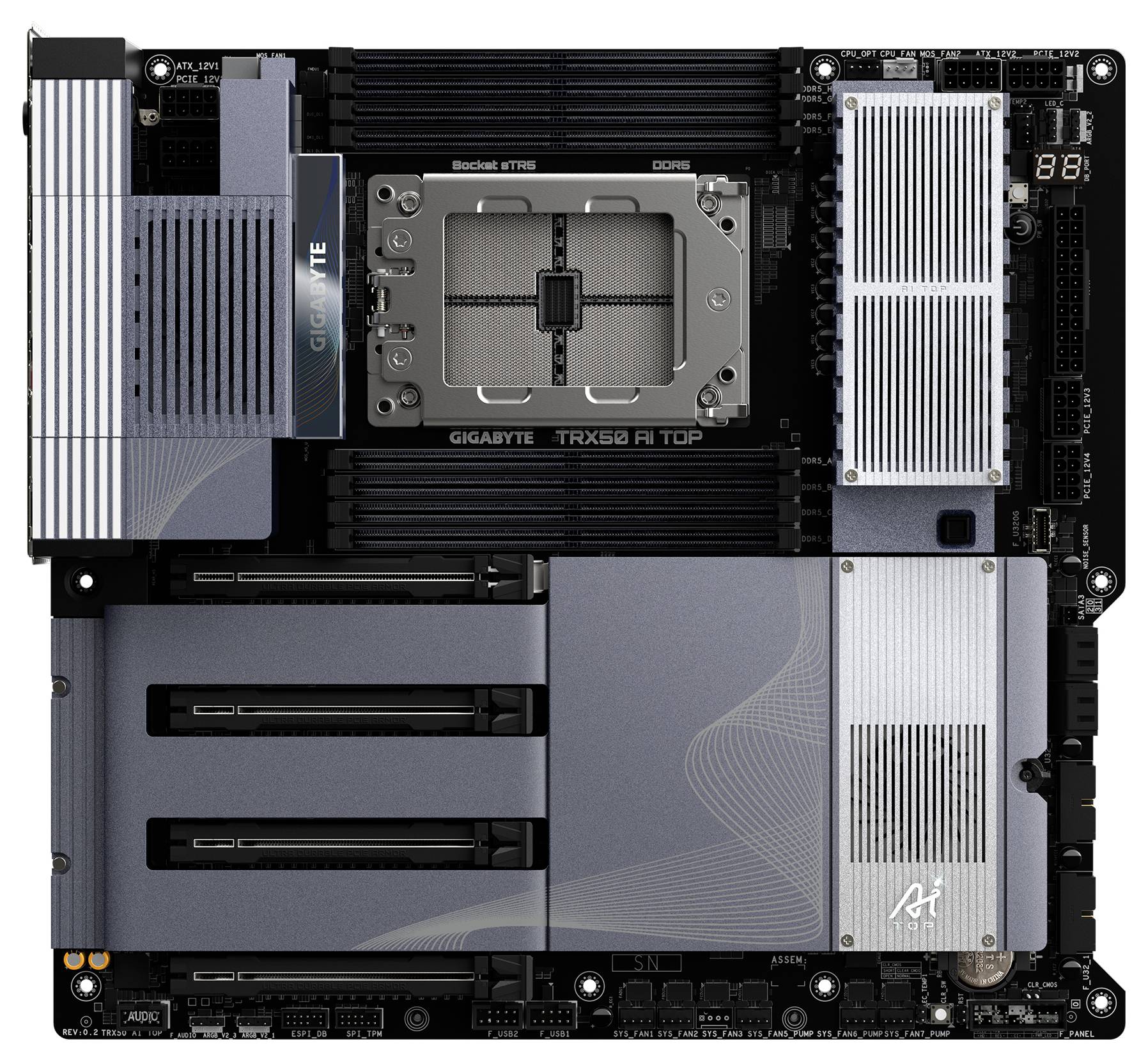 Gigabyte TRX50 Mainboard Sockel (PC) AMD® sTR5 Formfaktor (Details) ATX Mainboard-Chipsatz AMD® TRX50