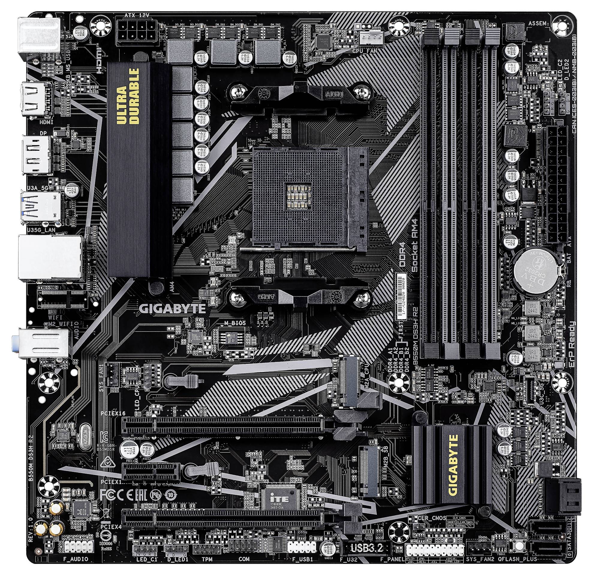 Gigabyte B550M Mainboard Sockel (PC) AMD® AM4 Formfaktor (Details) Micro-ATX Mainboard-Chipsatz AMD® B550