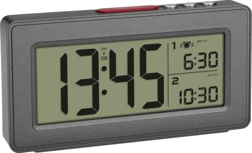 TFA Dostmann 60.2563.10 Funk Wecker Anthrazit Alarmzeiten 2