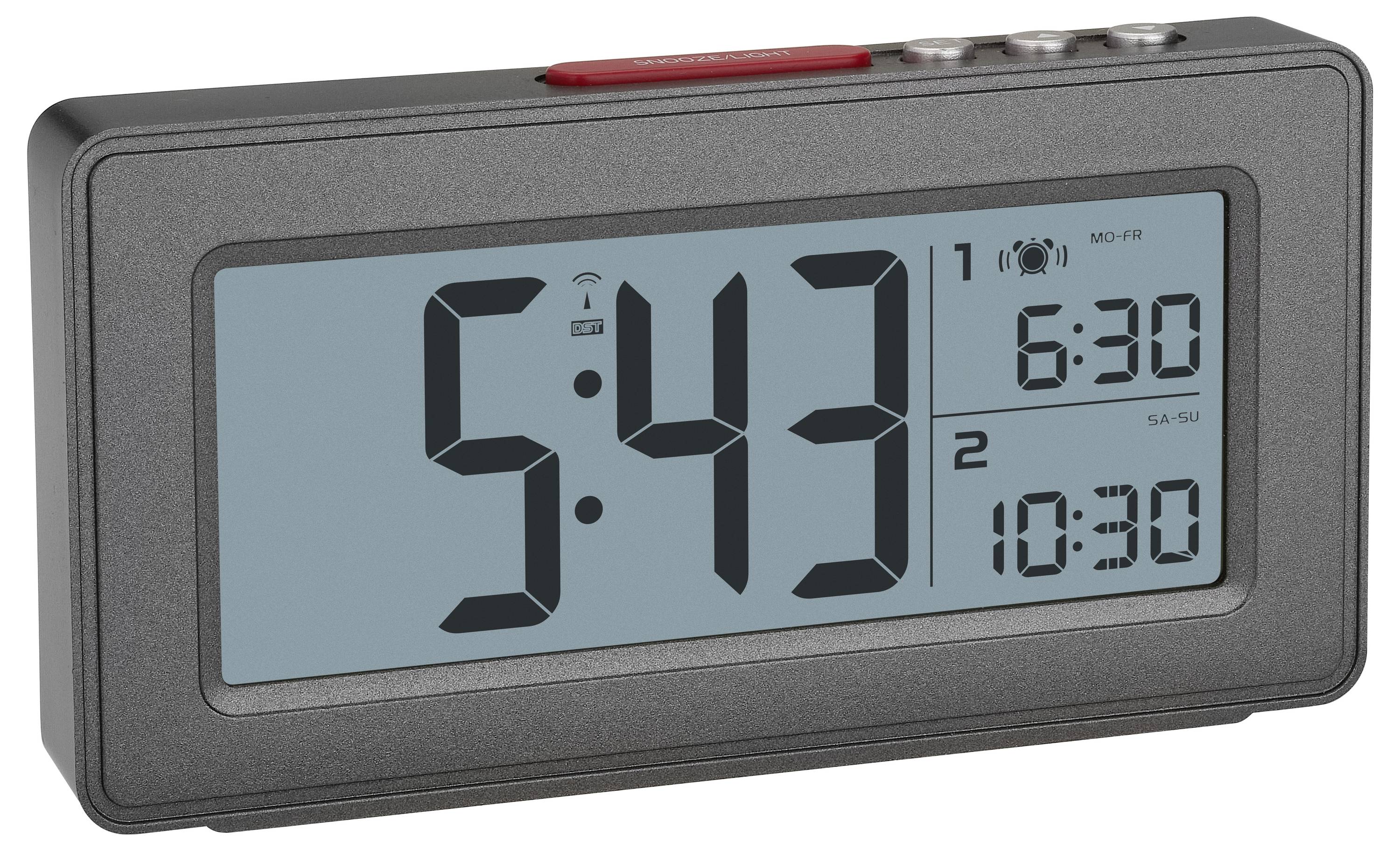 TFA Dostmann 60.2563.10 Funk Wecker Anthrazit Alarmzeiten 2