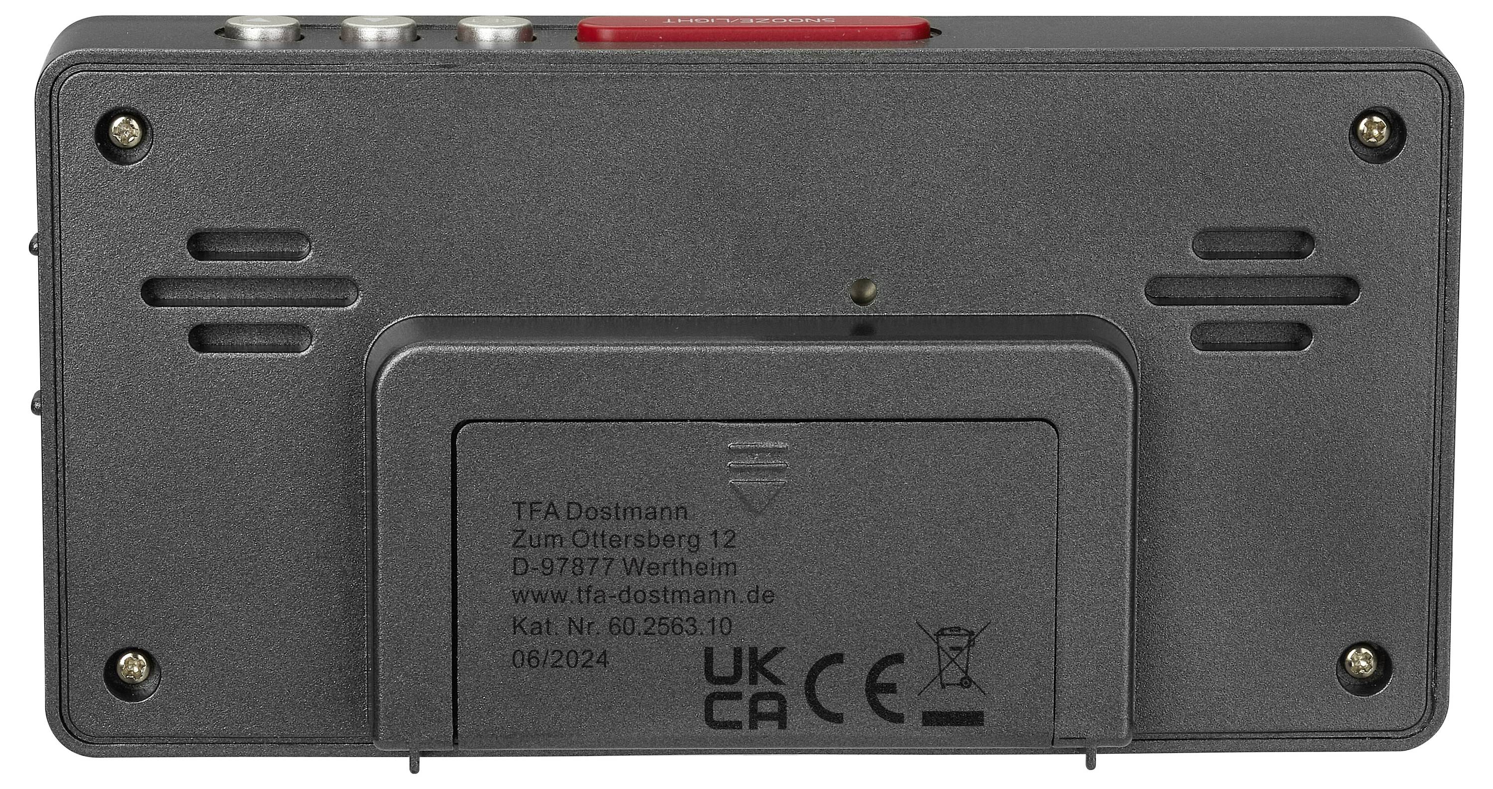 TFA Dostmann 60.2563.10 Funk Wecker Anthrazit Alarmzeiten 2