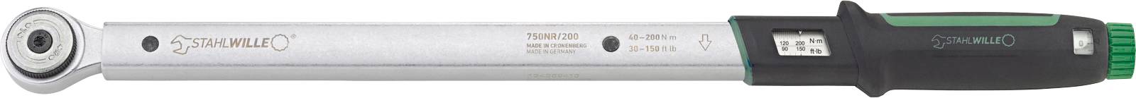 Stahlwille 750NR/200 50021004 Drehmomentschlüssel für Aufsteckwerkzeuge, mit Knarre 1/2" (12.5 mm) 40 - 200 Nm