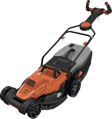 Black & Decker Elektro Rasenmäher mit Schnitthöhenverstellung, Höhenverstellbarer Griff mit Klappf