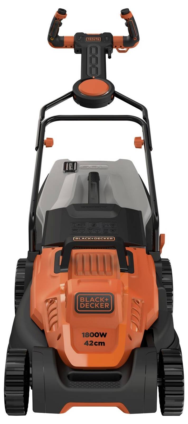 Black & Decker Elektro Rasenmäher mit Schnitthöhenverstellung, Höhenverstellbarer Griff mit Klappfunktion 1800W Schnittbreite