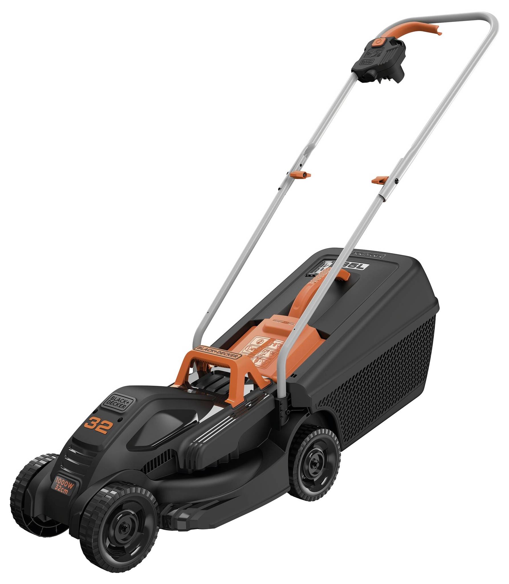 Black & Decker Elektro Rasenmäher, Rasentrimmer Set inkl. Rasentrimmer 1000 W/250W Schnittbreite (max.) 32cm