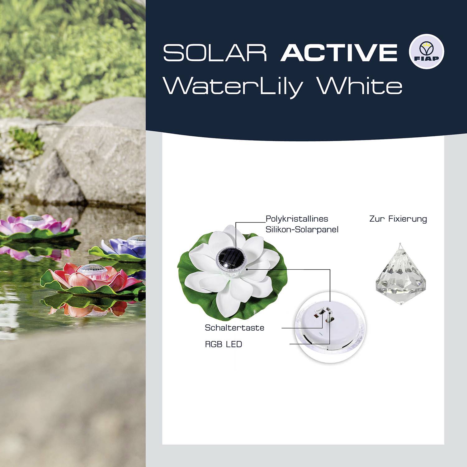 FIAP 3206 SOLAR ACTIVE WaterLily White Solar-Dekoleuchte LED LED fest eingebaut Weiß