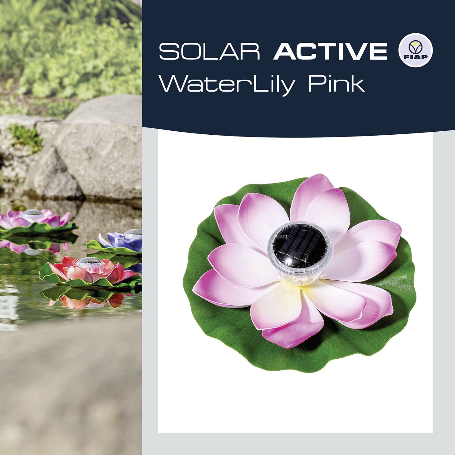 FIAP 3206-1 SOLAR ACTIVE WaterLily Pink Solar-Dekoleuchte LED LED fest eingebaut Pink