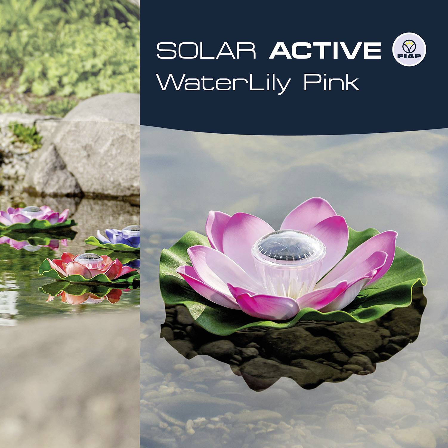 FIAP 3206-1 SOLAR ACTIVE WaterLily Pink Solar-Dekoleuchte LED LED fest eingebaut Pink