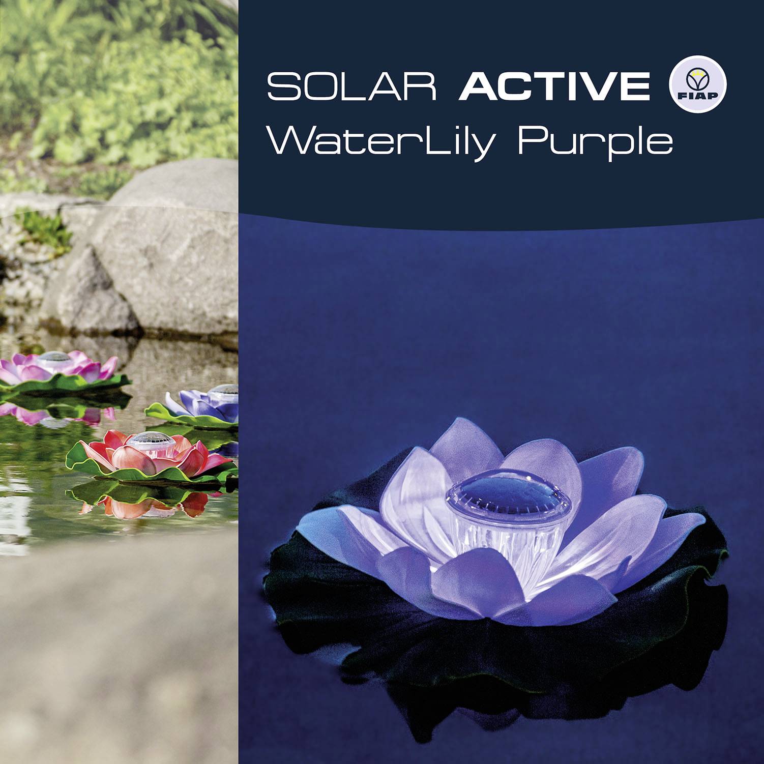 FIAP 3206-2 SOLAR ACTIVE WaterLily Purple Solar-Dekoleuchte LED LED fest eingebaut Purple