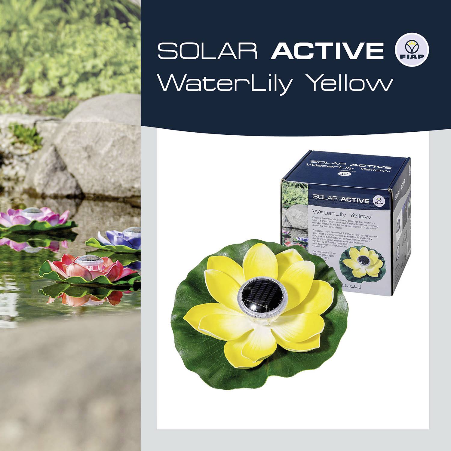 FIAP 3206-3 SOLAR ACTIVE WaterLily Yellow Solar-Dekoleuchte LED LED fest eingebaut Gelb